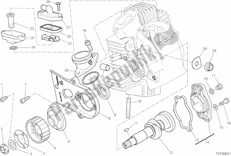 All parts for the Horizontal Head Timing System of the Ducati Scrambler 1100 Sport Thailand 2020